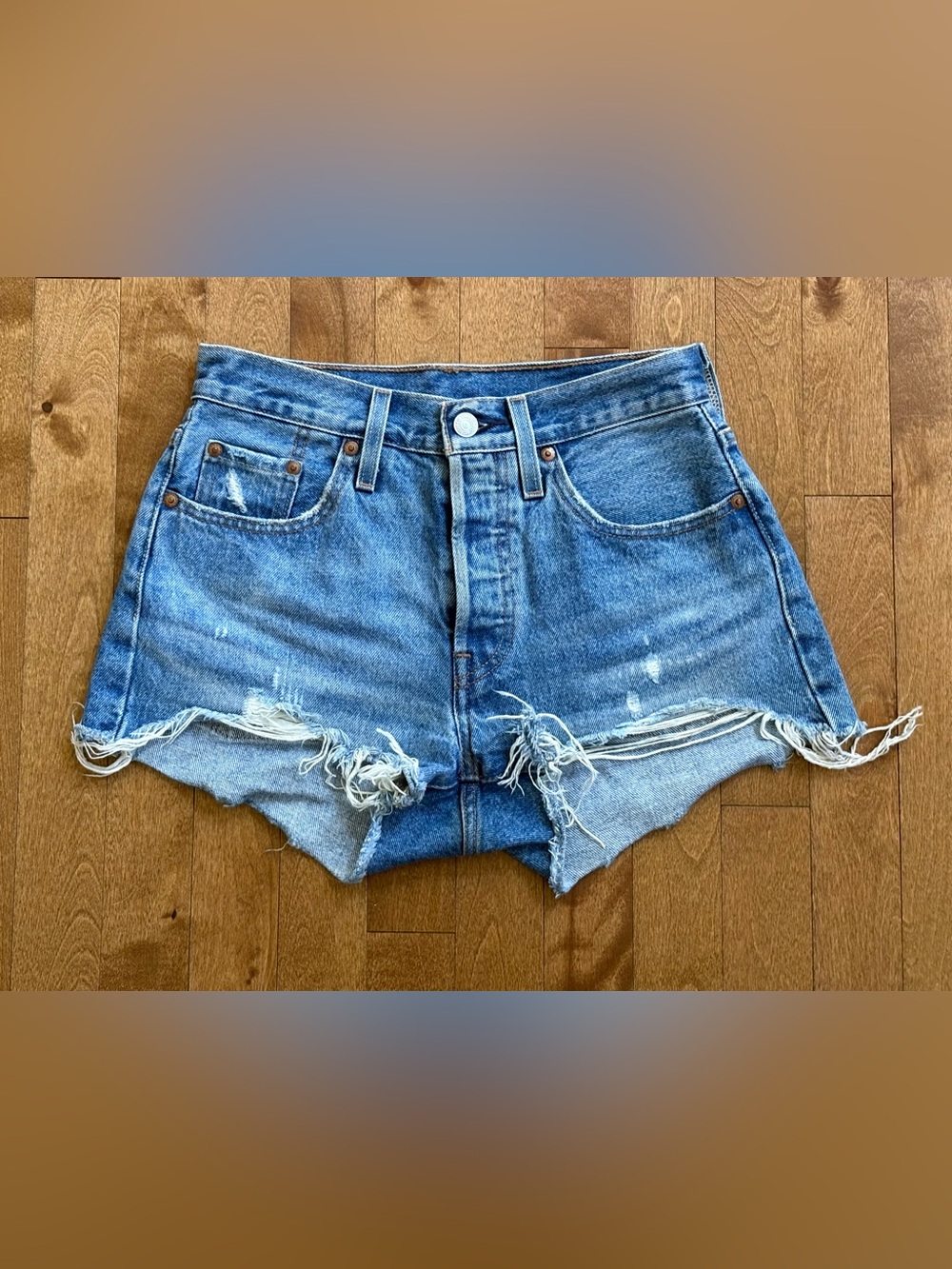 LEVI'S Premium 501 Original High-Rise Cutoff Denim Shorts Size W25